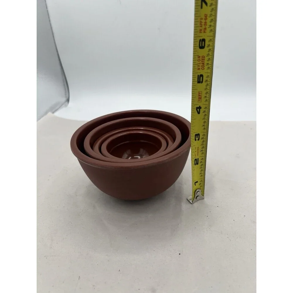 Vintage Melmac Nesting Measuring Bowls Set 5 Brown 1/8–2 Cup USA
